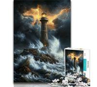 Puzzle da 1000 pezzi per adolescenti Faro, sfida di intelligenza cerebrale, giocattoli avvincenti, regalo di compleanno, regali, arte murale 38x26cm