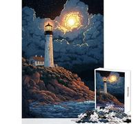 Puzzle da 1000 pezzi per adolescenti,faro sotto il chiaro di luna,decorazione per la casa,giocattoli,regalo per compleanni,gioco educativo Ogni pezzo è unico - dimensioni 38x26cm