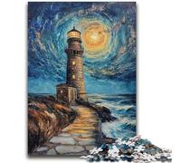 Puzzle da 1000 pezzi per adolescenti Faro sotto il cielo notturno Puzzle da 1000 pezzi, giochi educativi Decorazione per la casa Regalo di compleanno, regali, arte murale (38x26cm)
