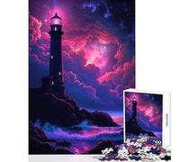 Puzzle da 1000 pezzi per adolescenti Faro sotto il cielo stellato Giocattoli antistress Regali per donne Uomini Giochi per famiglie Interessanti riduzione dello stress Dimensioni 38x52cm