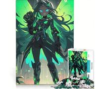 Puzzle da 1000 pezzi per adolescenti: Fata cyborg dai capelli verdi, gioco rilassante, antistress intellettuale, compleanno 50x75cm