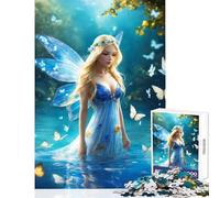 Puzzle da 1000 pezzi per adolescenti Fata Turchina in acqua con farfalle Giocattolo Decorazione da parete Opera d'arte Regalo Gioco pratico Aiuta il cervello Esercita Dimensioni 38x52cm