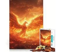 Puzzle da 1000 pezzi per adolescenti Fenice in fiamme,Fuoco solare,Taglio netto,Gioco cognitivo divertente,Gioco per il tempo libero,Decorazione natalizia per la casa (38x52cm)