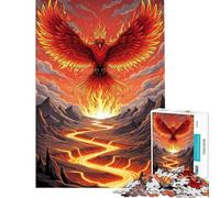 Puzzle da 1000 pezzi per adolescenti: Fenice infuocata che sorge sopra un fiume di lava Puzzle per ragazzi giocattolo decorativo da parete corsa di velocità manuale aiuta ad allenare il cervello