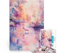 Puzzle da 1000 pezzi per adolescenti Fenicottero rosa in un paesaggio acquatico Gioco intellettuale Regali di Babbo Natale segreto 26x38cm