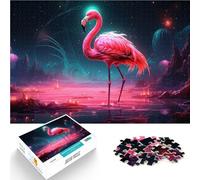 Puzzle da 1000 pezzi per adolescenti fenicottero spaziale rosa neon Giocattoli da gioco Attività divertenti a casa, regali di compleanno, regali di viaggio, 38x26cm