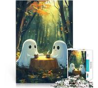 Puzzle da 1000 pezzi per adolescenti Festa del tè dei fantasmi di Halloween Difficile Duro Regalo di compleanno, regali, arte murale 75x50cm