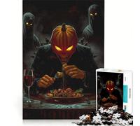 Puzzle da 1000 pezzi per adolescenti, festa di Halloween: cena con mostri dalla testa di zucca, giocattolo educativo, attività divertenti a casa, regalo stimolante 38x26cm