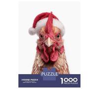 Puzzle Da 1000 Pezzi Per Adolescenti Festive Chicken with Santa Hat Puzzle Per Adolescenti Giocattoli Antistress Regalo Di Compleanno, Natale 52x38cm/1000pcs