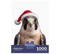 Puzzle Da 1000 Pezzi Per Adolescenti Festive Peregrine Falcon with Santa Hat Puzzle Per Adolescenti, Rompicapo, Gioco Di Modelli, Assemblaggio, Unici, Compleanno E Regali 52x38cm/1000pcs