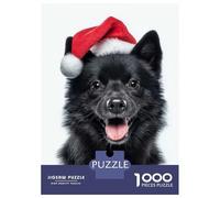 Puzzle Da 1000 Pezzi Per Adolescenti Festive Schipperke Dog with Santa Hat Puzzle Per Adulti Giochi Divertenti Regalo Di Compleanno Per Compleanno, Natale 52x38cm/1000pcs