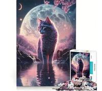 Puzzle da 1000 pezzi per adolescenti, fiaba del gatto al chiaro di luna, gioco rilassante, antistress, lista dei desideri con Babbo Natale 38x52cm