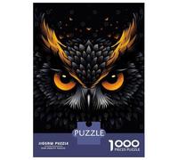 Puzzle Da 1000 Pezzi Per Adolescenti Fierce Owl Vector Portrait with Fiery Orange Eyes Puzzle Fai Da Te Giocattoli Regalo Di Compleanno Regali Di Natale Regalo Di Compleanno 70x50cm/1000pcs