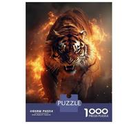 Puzzle Da 1000 Pezzi Per Adolescenti Fiery Tiger Fire Flames Puzzle Per Adolescenti Gioco Rompicapo Difficile Gioco Impegnativo Regali 52x38cm/1000pcs