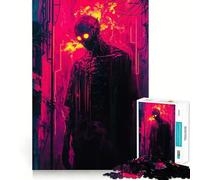 Puzzle da 1000 pezzi per adolescenti,figura in fiamme in città al neon,gioco a incastro,stimolante per la mente,divertimento e svago,ideale per Natale e per la casa (38x26cm)