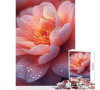 Puzzle da 1000 pezzi per adolescenti fiore di peonia rosa baciato dalla rugiada giocattolo educativo ottimi regali e giocattoli giochi rilassanti che aiutano a esercitare il cervello50x75cm