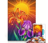 Puzzle da 1000 pezzi per adolescenti: Fiori al sole Iris splendente e Giglio tigrato giocattoli antistress attività divertenti da fare a casa ideale come regalo 38x52cm