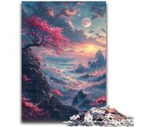 Puzzle da 1000 pezzi per adolescenti Fiori di ciliegio sulla scogliera 1000 pezzi per adolescenti, antistress, sfida difficile, giocattoli per la decorazione della casa (38x26cm)