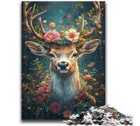 Puzzle da 1000 pezzi per adolescenti Fiori e cervi Giocattolo educativo intellettuale decomprimente Decorazione perfetta 38x26cm