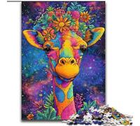 Puzzle da 1000 pezzi per adolescenti, fiori e giraffe, per 14+ anni, per divertimento in famiglia e serate di gioco, collezione di artisti, belle arti dimensioni 26x38cm