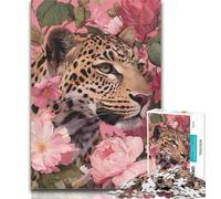 Puzzle da 1000 pezzi per adolescenti Fiori e leopardi per adulti Adolescenti 1000 pezzi, antistress Sfida difficile Migliora l'amore tra coppie 26x38cm