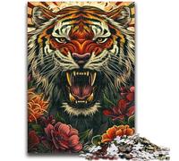 Puzzle da 1000 pezzi per adolescenti, fiori e tigri, per bambini dai 14 anni in su, sfida educativa, attività divertenti a casa, regali di compleanno, regali di viaggio, 26x38cm