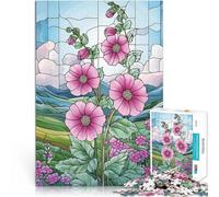 Puzzle da 1000 pezzi per adolescenti Fiori in vetro colorato Riduzione dello stress interessante Migliorare l'amore tra le coppie 38x26cm