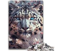 Puzzle da 1000 pezzi per adolescenti Fiori Leopardo delle nevi, gioco per famiglie antistress, sfida difficile, un'opera d'arte per bambini dai 14 anni in su, 50X75CM