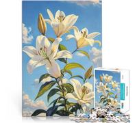 Puzzle da 1000 pezzi per adolescenti Fioritura di gigli bianchi Gioco impegnativo e gioco in famiglia perché è ideale come regalo per tutta la famiglia 52x38cm