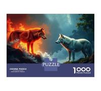 Puzzle Da 1000 Pezzi Per Adolescenti Fire And Ice Wolves Confrontation Puzzle Per Adulti Gioco Pratico Assemblaggio Di Modelli Regali Unici Per Compleanni E Occasioni Speciali 70x50cm/1000pcs