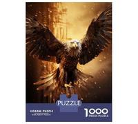 Puzzle Da 1000 Pezzi Per Adolescenti Fire Flames Bald Eagle USA Puzzle Per Adulti Giocattoli Fai Da Te Taglio Di Precisione Aiutano Ad Allenare Il Cervello 38x26cm/1000pcs