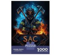 Puzzle Da 1000 Pezzi Per Adolescenti Firefighter with Axes Puzzle Per Adulti Giochi Divertenti Decorazione Murale Riduzione Dello Stress Regali 52x38cm/1000pcs