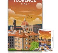 Puzzle da 1000 pezzi per adolescenti Firenze Italia Viaggio Arte Gioco di sfida unico Sfida difficile Regalo per compleanni Dimensioni 38x52cm