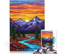 Puzzle da 1000 pezzi per adolescenti Fiume del tramonto di montagna Analisi e logica Decorazione murale Regali unici per compleanno e Natale 75x50cm