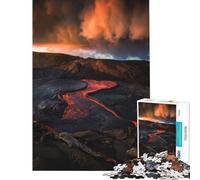 Puzzle da 1000 pezzi per adolescenti Fiume di lava sotto un cielo spettacolare Gioco rilassante ed educativo ideale come regalo di compleanno o per migliorare la memoria (dimensioni 38x26cm)