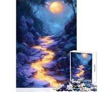 Puzzle da 1000 pezzi per adolescenti Fiume dorato nella valle illuminata dalla luna Puzzle da 1000 pezzi per il relax Ottimo regalo per gli amanti dei giochi Sfida impegnativa (50x75cm)