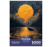 Puzzle Da 1000 Pezzi Per Adolescenti Flamingo Under A Golden Moon Puzzle Per Adulti Gioco Rompicapo Regalo Di Compleanno Aiuta Ad Allenare Il Cervello 38x26cm/1000pcs