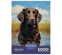 Puzzle Da 1000 Pezzi Per Adolescenti FlatCoated Retriever Water Puzzle Per Adulti Gioco Rompicapo Analisi E Logica Regalo Di Compleanno, Regali, 52x38cm/1000pcs