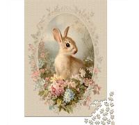 Puzzle Da 1000 Pezzi Per Adolescenti Floral Bunny Wall Art Print Puzzle Per Adolescenti Giocattoli Fai Da Te Analisi E Logica Per Compleanno, Natale 70x50cm/1000pcs