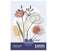 Puzzle Da 1000 Pezzi Per Adolescenti Floral Line Art with Abstract Shapes Puzzle Per Adulti Gioco Rompicapo Analisi E Logica Aiuta Ad Allenare Il Cervello 52x38cm/1000pcs