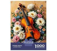 Puzzle Da 1000 Pezzi Per Adolescenti Floral Violin Art Print Puzzle Per Adolescenti Giochi Rilassanti Migliora La Memoria Regali Per Amici E Familiari 38x26cm/1000pcs