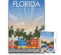 Puzzle da 1000 pezzi per adolescenti, Florida State Travel Art, gioco di sfida unico, sfida difficile, regalo per compleanni, dimensioni 38x52cm