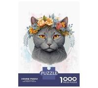 Puzzle Da 1000 Pezzi Per Adolescenti Flower Chartreux Cat Art Puzzle Per Adulti Giochi Rilassanti Taglio Di Precisione Regali Per Amici E Familiari 52x38cm/1000pcs