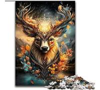 Puzzle da 1000 pezzi per adolescenti Flower Deer, gioco di giocattoli, ogni pezzo è unico - gioco divertente e stimolante per tutta la famiglia, adatto a bambini dai 14 anni dimensioni 26x38cm