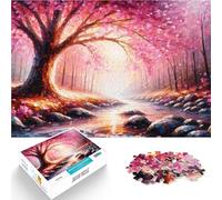 Puzzle da 1000 pezzi per adolescenti Flusso di fiori rosa dell'armonia Giochi di relax con pezzi completamente interconnessi di forma casuale 38x26cm