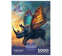 Puzzle Da 1000 Pezzi Per Adolescenti Flying Rhino With Wings Puzzle Per Adolescenti Gioco Pratico Decorazione Murale Difficile Da Completare 52x38cm/1000pcs