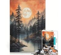 Puzzle da 1000 pezzi per adolescenti, Foresta della Luna Piena, Giochi per famiglie, Attività divertenti a casa, Collezione d'artista, Belle Arti 38x26cm