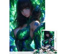 Puzzle da 1000 pezzi per adolescenti Foresta incantata Ragazza anime dagli occhi verdi Giocattolo Decorazione da parete Regalo di compleanno Giochi rilassanti Migliorare l'amore tra coppie 38x26cm