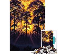 Puzzle da 1000 pezzi per adolescenti Foresta infuocata all'alba puzzle per adulti giocattolo decorativo da parete arte da parete compleanno e Natale (dimensioni 38x26cm)