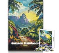 Puzzle da 1000 pezzi per adolescenti Foresta pluviale amazzonica Brasile Paesaggio Illustrazione Bellissimo gioco di design Migliora la memoria Regalo per compleanni Dimensioni 38x26cm